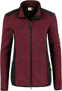 Damen Strickfleecejacke Churchill 236, weinrot meliert